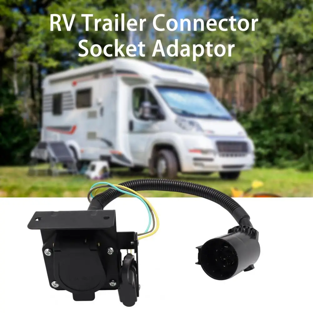 

Multi-tow Trailer Connector with Mounting Bracket 7-Way Blade 4-Way Flat American Style RV Trailer Connector Wiring Harness