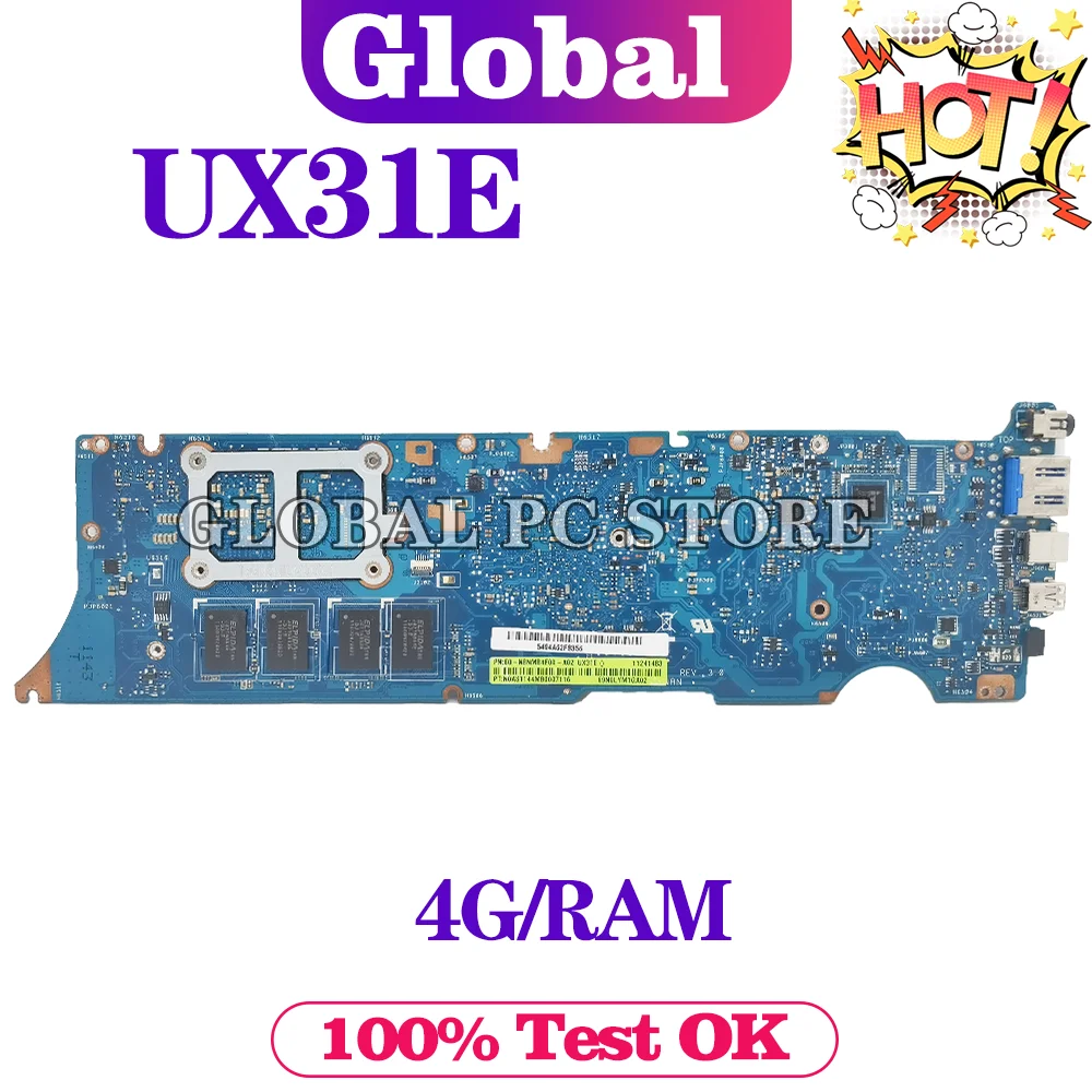 Kefu Ux31e Placa-mãe Original para Asus Ux31 Ux31e Portátil Placa-mãe com I72667m 4g Ram Placa-mãe Teste ok - Imagem 2