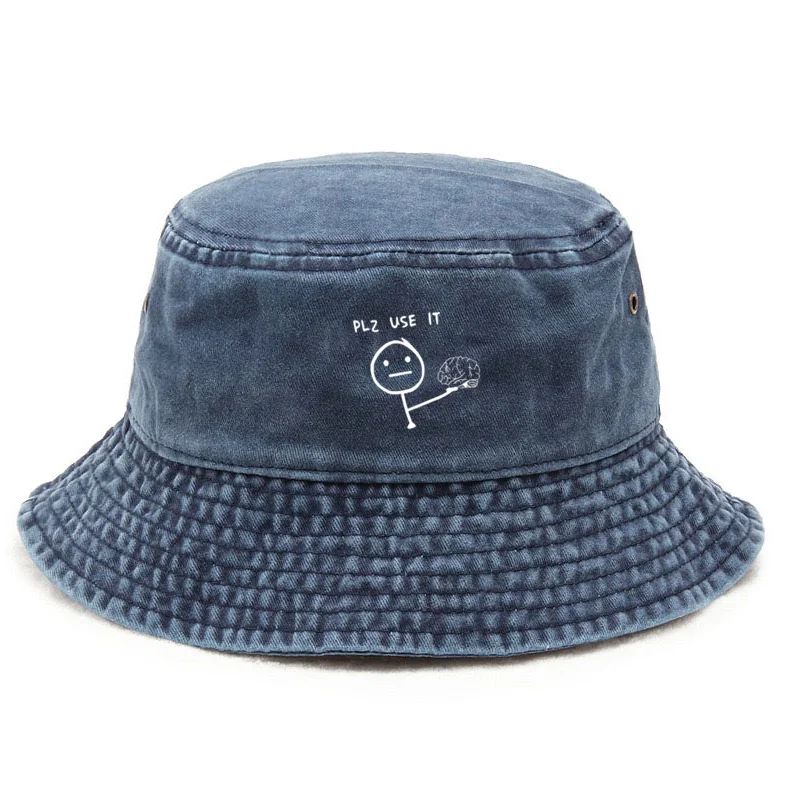 Problem Solver Hat Customize Cotton Washed Bucket Hat Vintage Fishing Hat for Students Sun ...