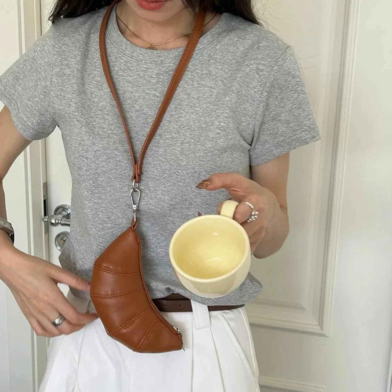 Women Mini Croissant Bag Small Dumpling Bag Coin Purse Clutch PU Leather Luxury Design Lipstick Wallet Hanging Key Purses