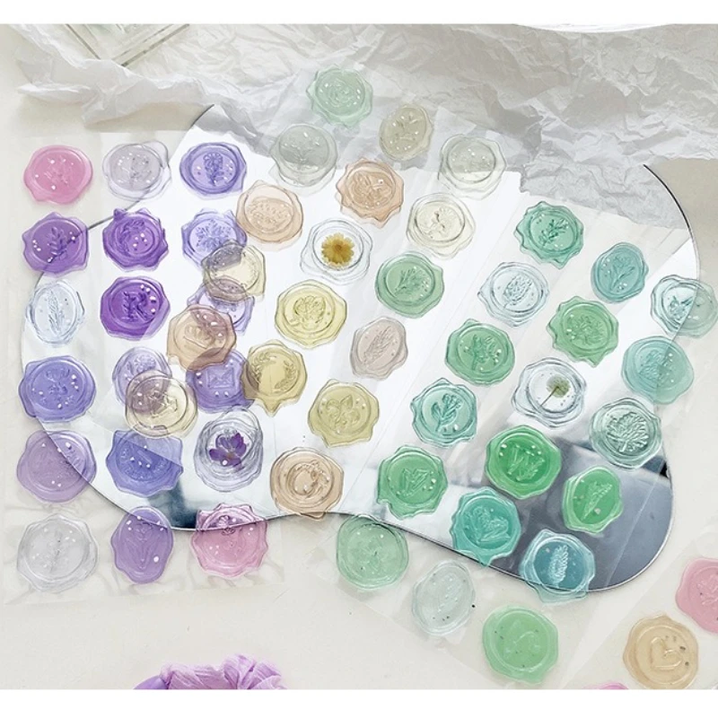 18Pcs Transparent Pre-Made Wax Stickers, Adhesive Wax Seal Stickers Birthday Bridal Shower Party Presents Craft Scrapbook Gift