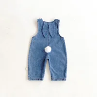 Salopette en jean pour bébé, automne et hiver, avec oreilles de lapin, pantalons longs mignons et pantalons une pièce 3