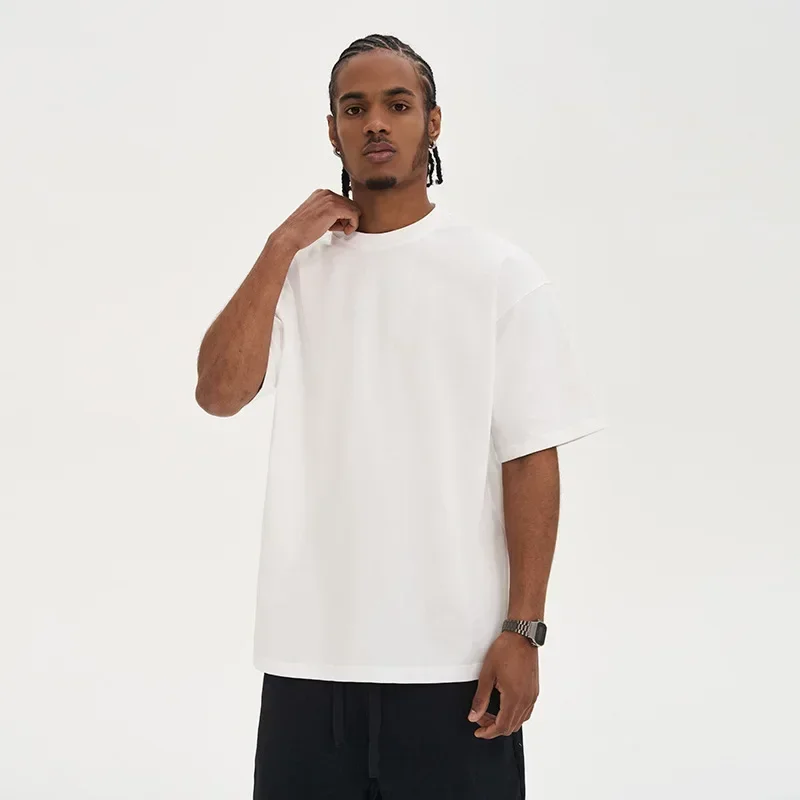 AL T-Shirt Men's Clothing Loose Fitting Solid Color Heavyweight T-shirt  Sports Tops 280G Pure Cotton Men's Clothing Base Shirt