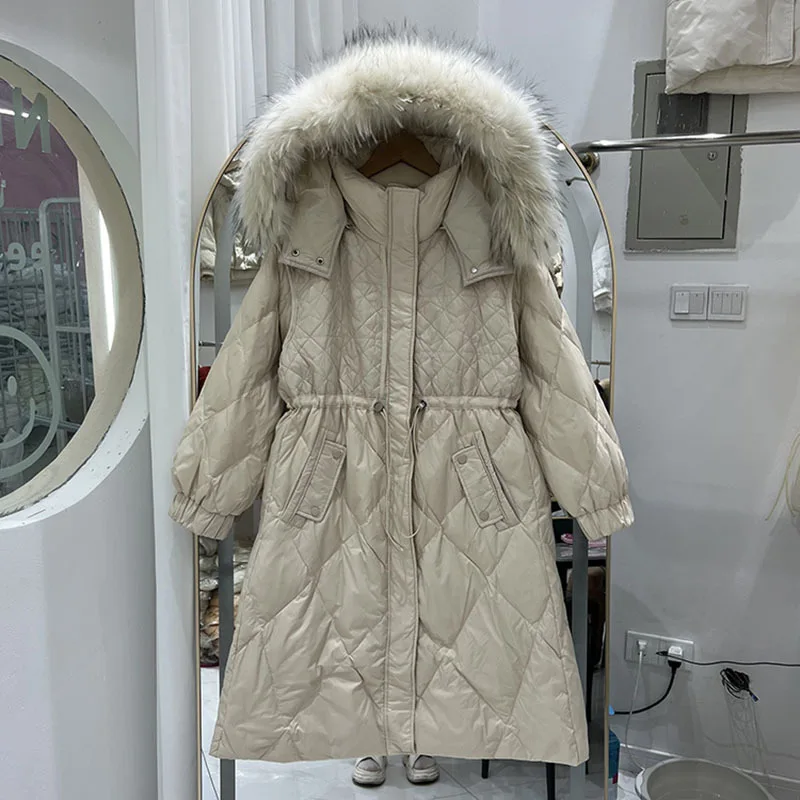 2022 New High Quality Women Down Coats Real Fur Collars Adjustable