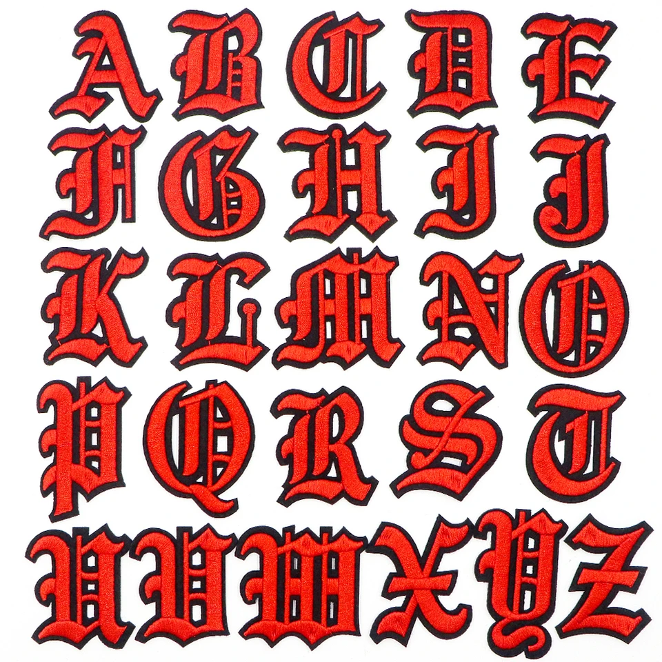 10 stuks opstrijkbare patches letter A, zwart wit alfabet naaipatches