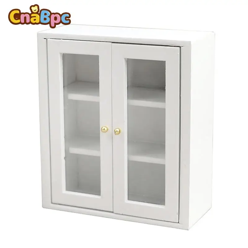 

1:12 Miniature White Wall Cabinet Hanging Bathroom Living Room Storage Organizer Cupboard Bookcase Dollhouse Furniture Decor