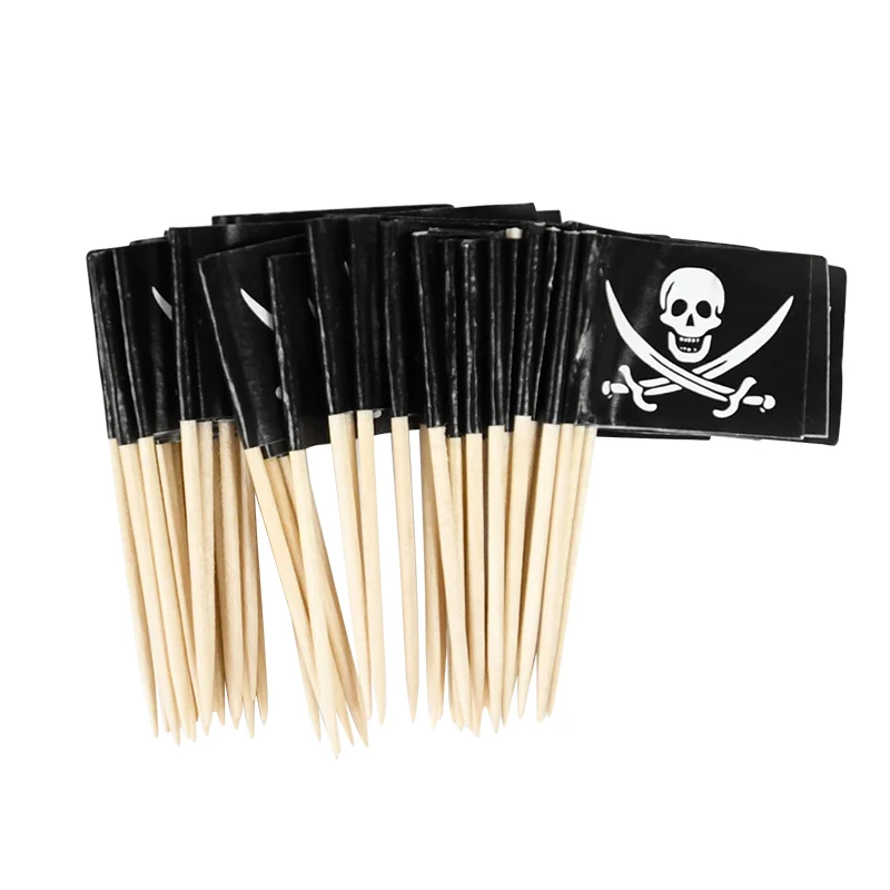 Piraten flagge Zahnstocher Cupcake Topper für Kinder Jungen Piraten Thema Geburtstags feier Kuchen Dekor aiton Halloween Cocktail Pick Lieferungen – Detail 7