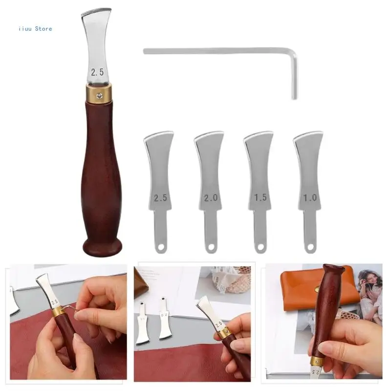Leather Edging Creaser Tool with Replaceable Creasing Head 1.0-2.5mm for Leather Working