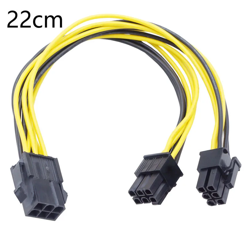 

PCIe PCI-E 6Pin to Dual ATX 6P Male Power Cable Splitter Cable Graphics Video Card Adapter Cord 18AWG 22cm for Miner BTC