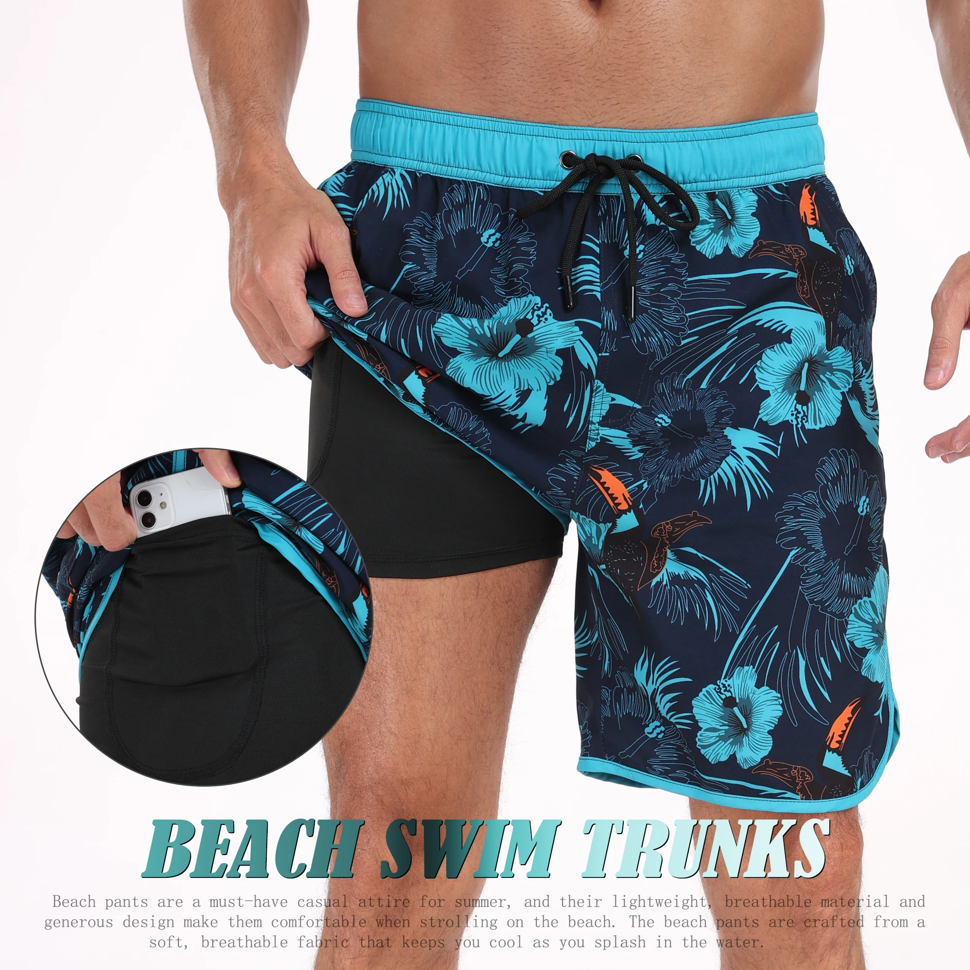 Beach Pants Summer Men Casual Vacation Printed Comfortable Breathable Street Clothing