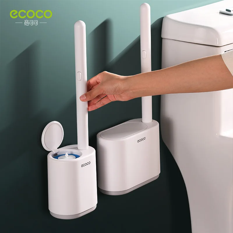 Ecoco Disposable Toilet Brush with Cleaning Liquid Wall-Mounted Cleaning Tool for Bathroom Replacement Brush Head Wc Accessories