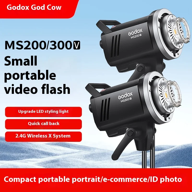 Godox MS200 200W MS300 300W Studio Flash 2.4G Built-in Wireless Receiver Lightweight Compact Durable Bowens Mount Studio Light 2