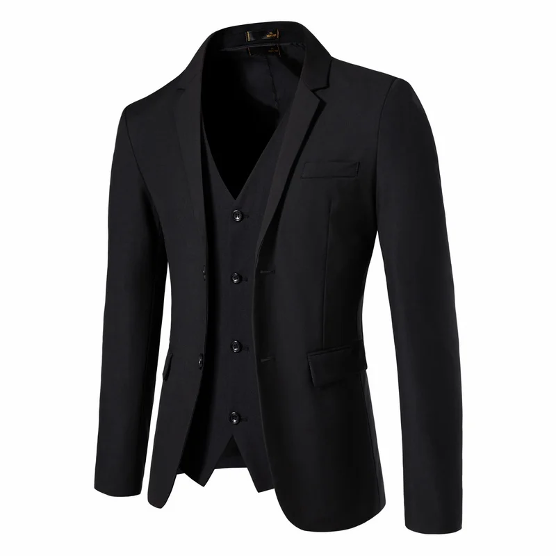 Ensemble de 2 pièces Costume décontracté pour homme Veste et gilet Coupe ajustée Couleur unie Soirée