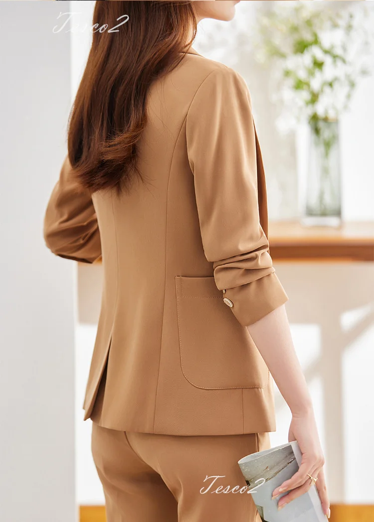 Tesco Vibrant Yellow Women's Suit Sets Single Button Blazer And Pants 2 Piece Formal Pantsuit For Wedding Party Female Outfits