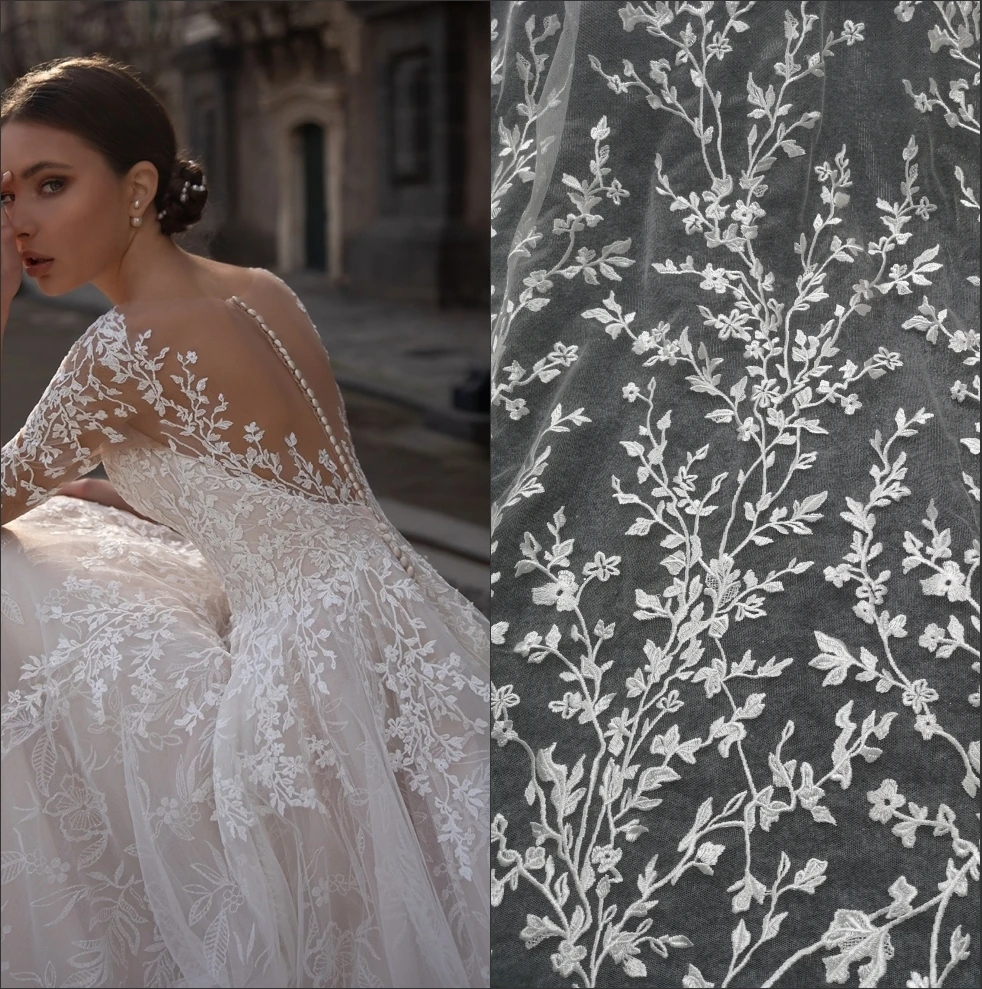 Clothing Lace Embroidery Branch Strips Fabric Wedding Dress Children's Clothing Lace Fabric Accessories DIY RS3637
