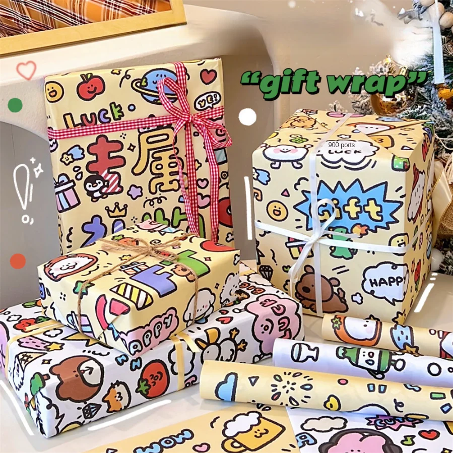 Graffiti Cartoon Gift Wrapping Paper Birthday Gift Wrapping 10PCS