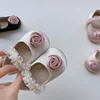 0-2Years Spring New Girl Cute Lace Walking Shoes Korean Anti Slip Breathable Soft Sole Satin Rose Ballet Style Princess Shoes 3