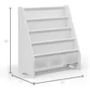 Sturdy Kids Bookshelf for Kids Room with Tear-Proof Oxford Sling, Ideal Height for Quick Book Access, White/Wood Texture 2