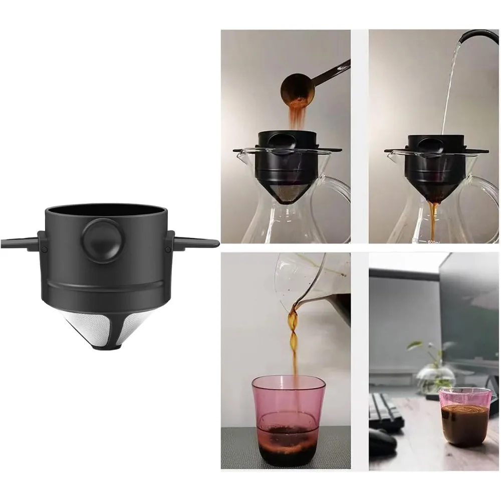 ماكينة تحضير القهوة المحمولة سعة 1-2 كوب، فلتر قهو...