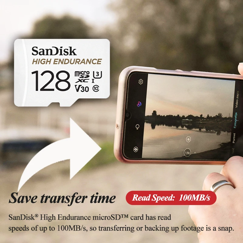 샌디스크 하이 엔듀런스 microSDXC 카드 UHS-I V30 100MB/s 32GB 64GB 128GB 256GB (대시캠, 보안 카메라용) 20000시간 사용 가능