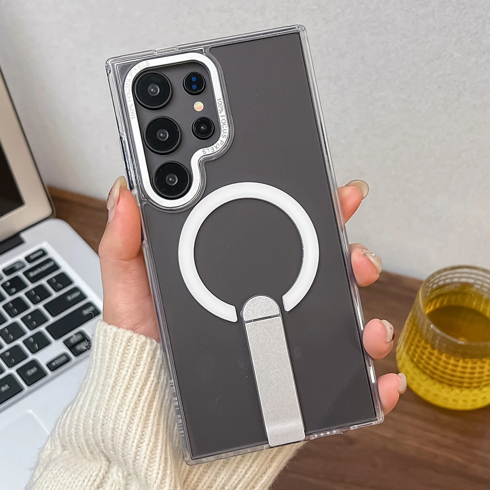 Frosted Magnetic Fold Stand Holder Case with Magsafe Wireless Charging Compatibility