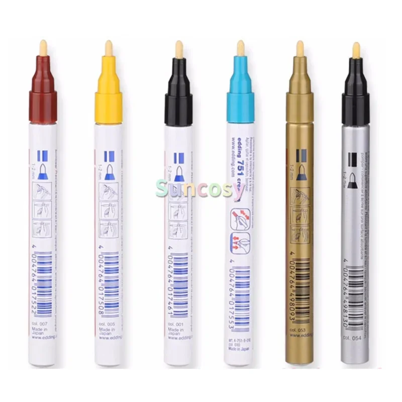  12개 페인트 마커 -에딩 751 컬러풀 알코올 저항 및 고온 저항 펜, 1-2MM 팁으로 선명하고 긴 지속력
