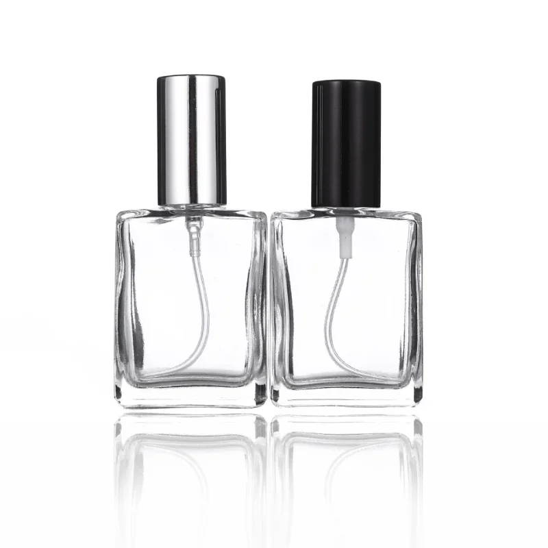 휴대용 여행용 플랫 스퀘어 투명 분무기, 15ML, 미세 미스트 스프레이 향수, 빈 유리 리필용 병, 10 개