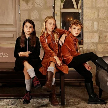 Abbigliamento per Bambini Autunno Inverno, Vestito per Ragazze, Set Camicia per Bambino, Abiti Coordinati per Famiglia, Gonna Lunga con Tasca, Set Familiare per Bambini