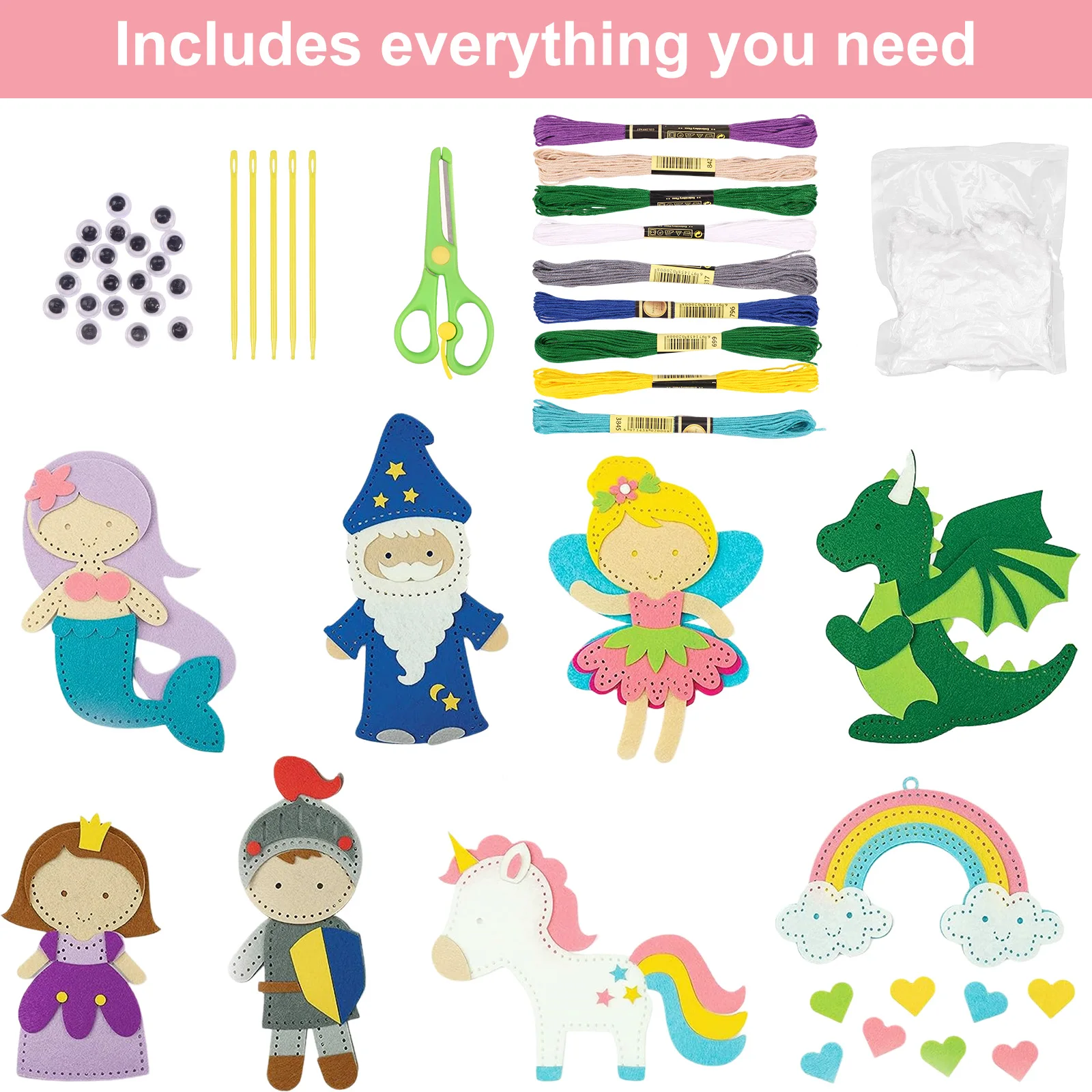 8/16Pcs Animal Sewing Craft Kit Felt Sewing Animal Craft Set Fun DIY Crafting and Set with Instructions