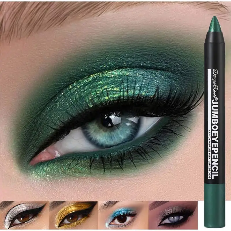 12 Color Metallic Glitter Eye Shadow Smoky Dark Green Eyeshadow Pencil Stick Waterproof Pearlescent Highlighter Korean Cosmetics