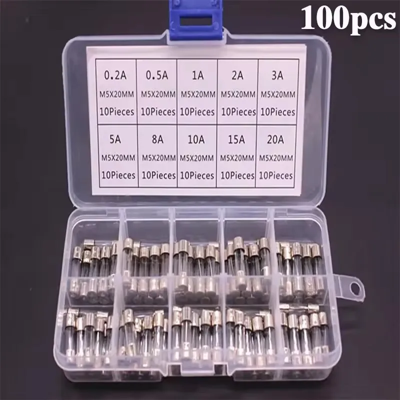 Glass Fuse Kit 100 PCS 5x20 mm 250 V