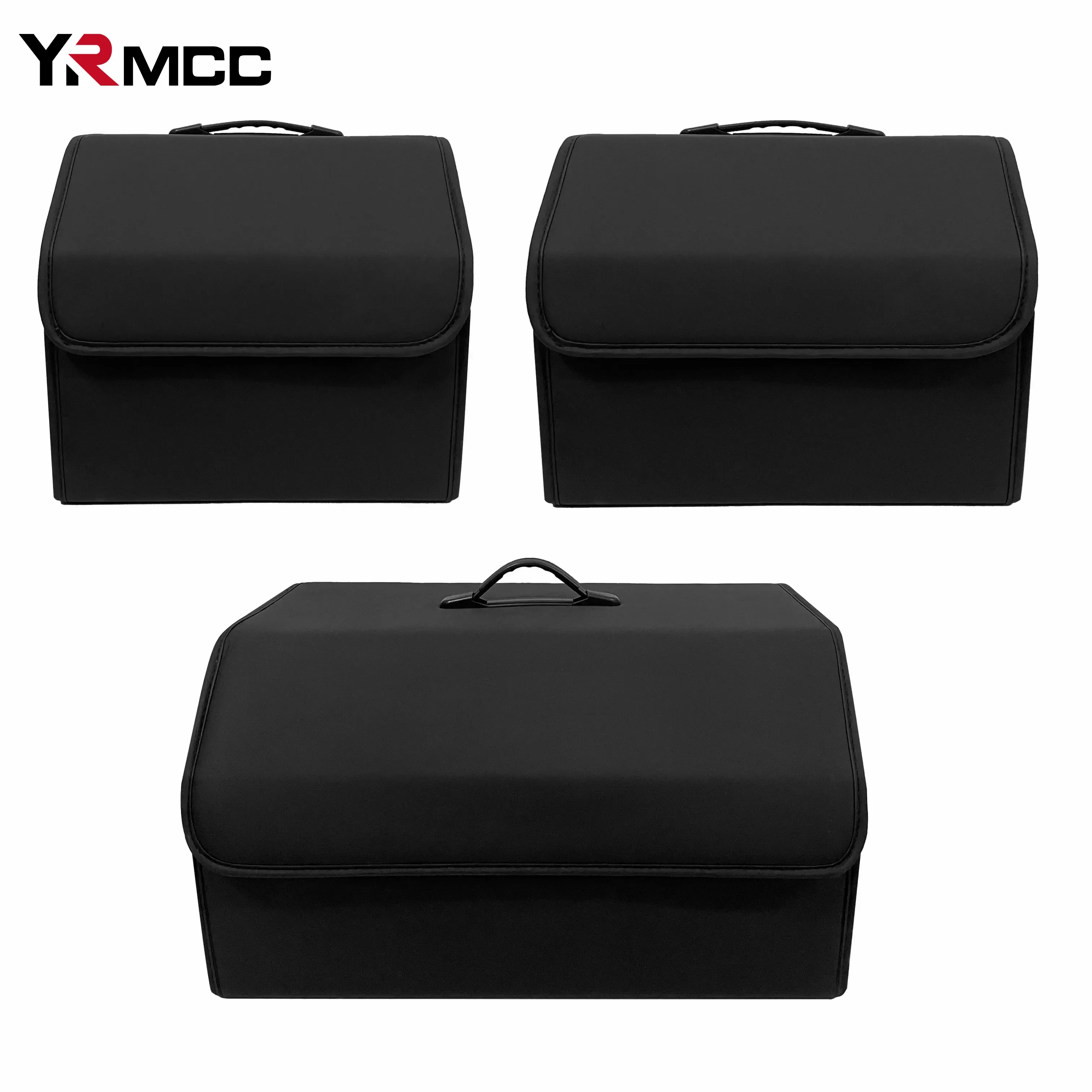 Car Storage Organizer Box Carpet Tape Sticker Folding PU Leather Large Capacity Cars Stowing Tidying Fixed Self Adhesive Sticker