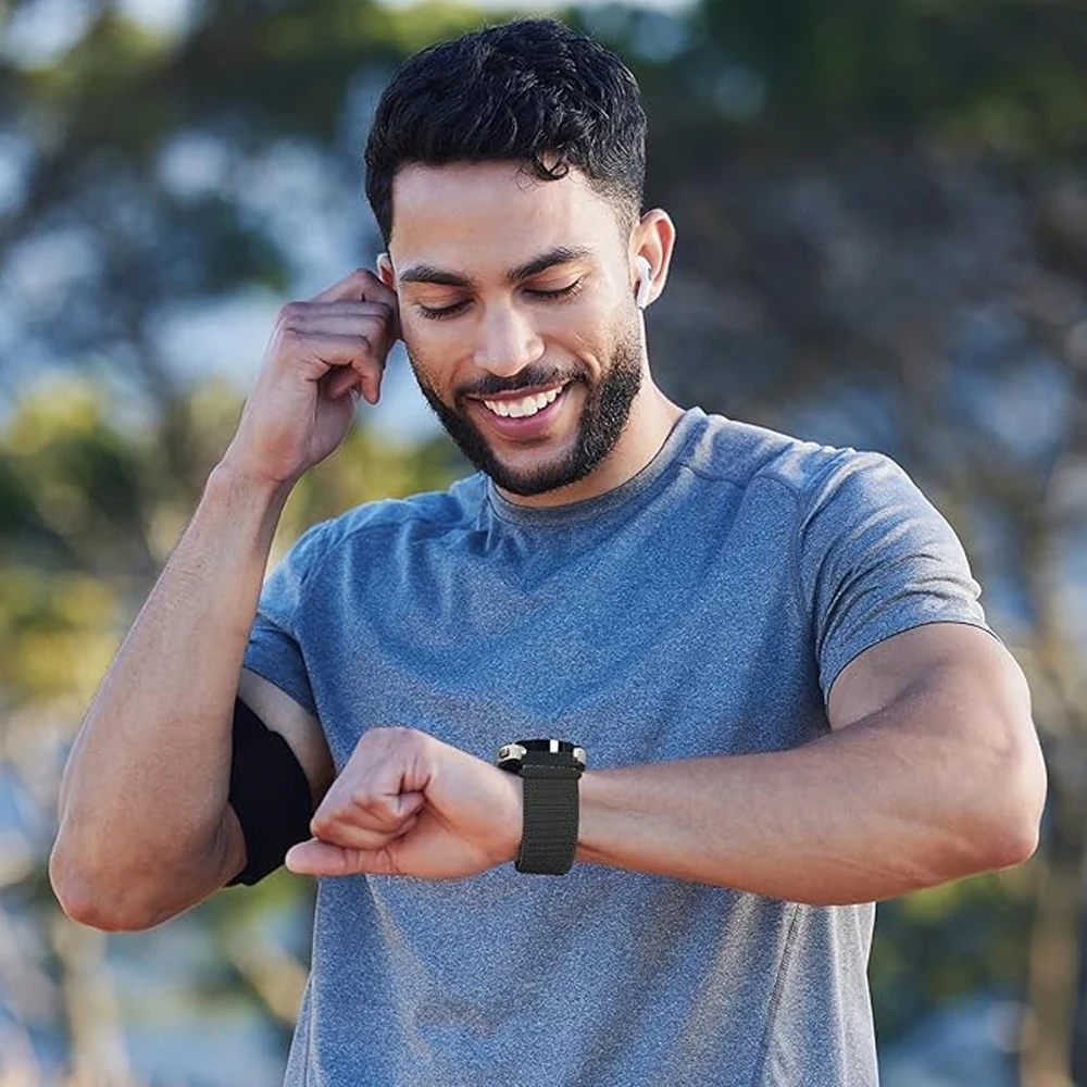 Durable 20mm Nylon Loop Smartwatch Wristband Strap