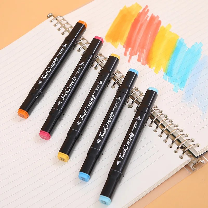 Vibrant Oily Marker Pen Set - Dual-Tip Art Brush