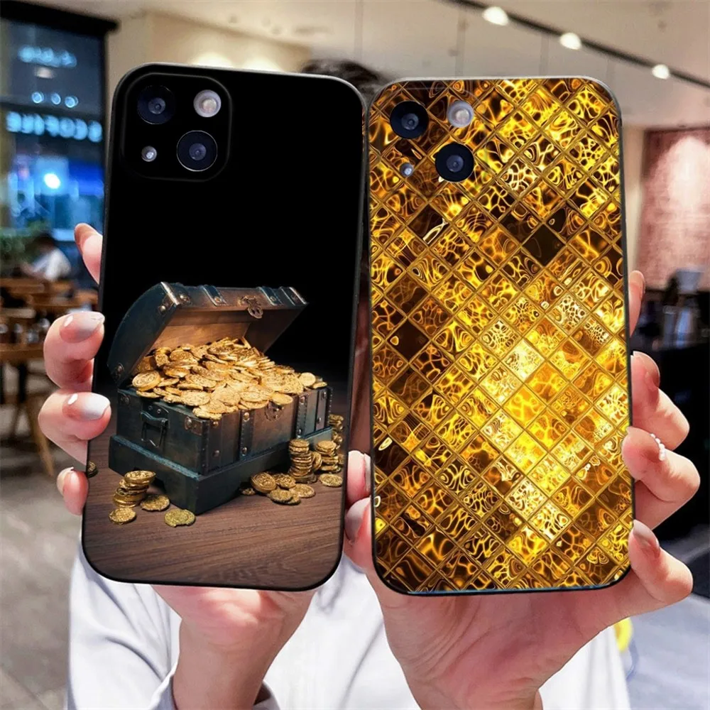 Custodia Per Telefono Gold Bar Per Iphone 14,13,12 Mini 11 Pro Xr,X,Xs,Max 6S,7,8 Plus Cover In Silicone Soft Black