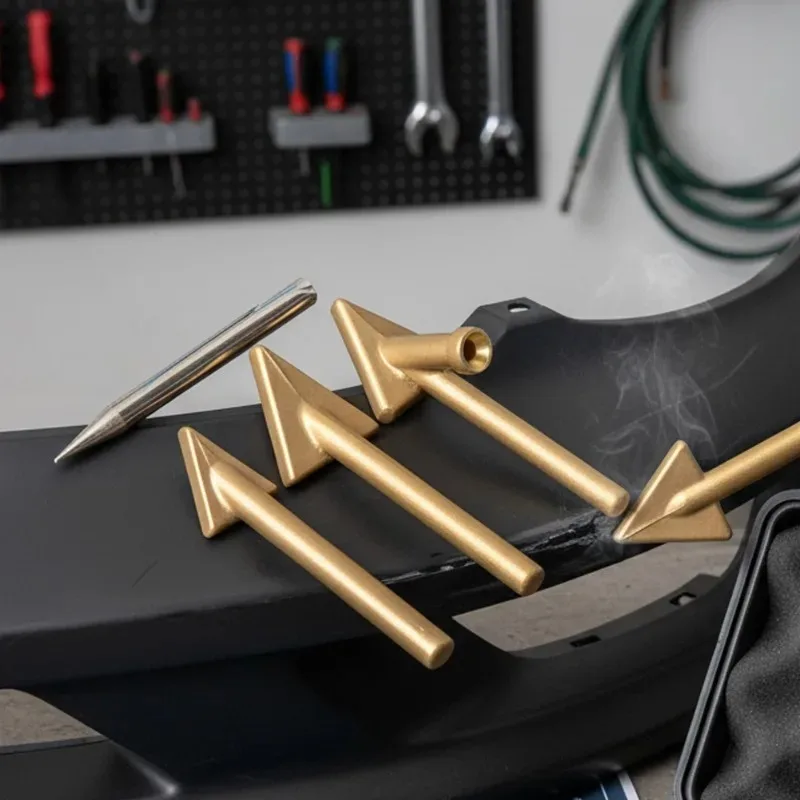 Car Bumper Plastic Repair Tool Kit Electric Soldering Iron Leveling Tip Welding Triangle Copper Head for Auto Bumper Maintenance