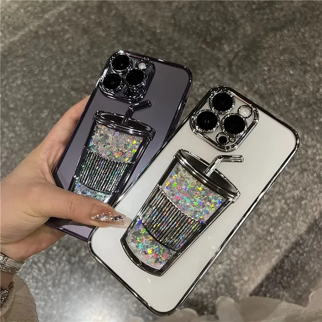 Funda de arena movediza líquida con purpurina para iPhone 13, 14, 15 Pro Max, Protector de lente de cámara cerrado, Funda suave chapada de lujo - Image 5