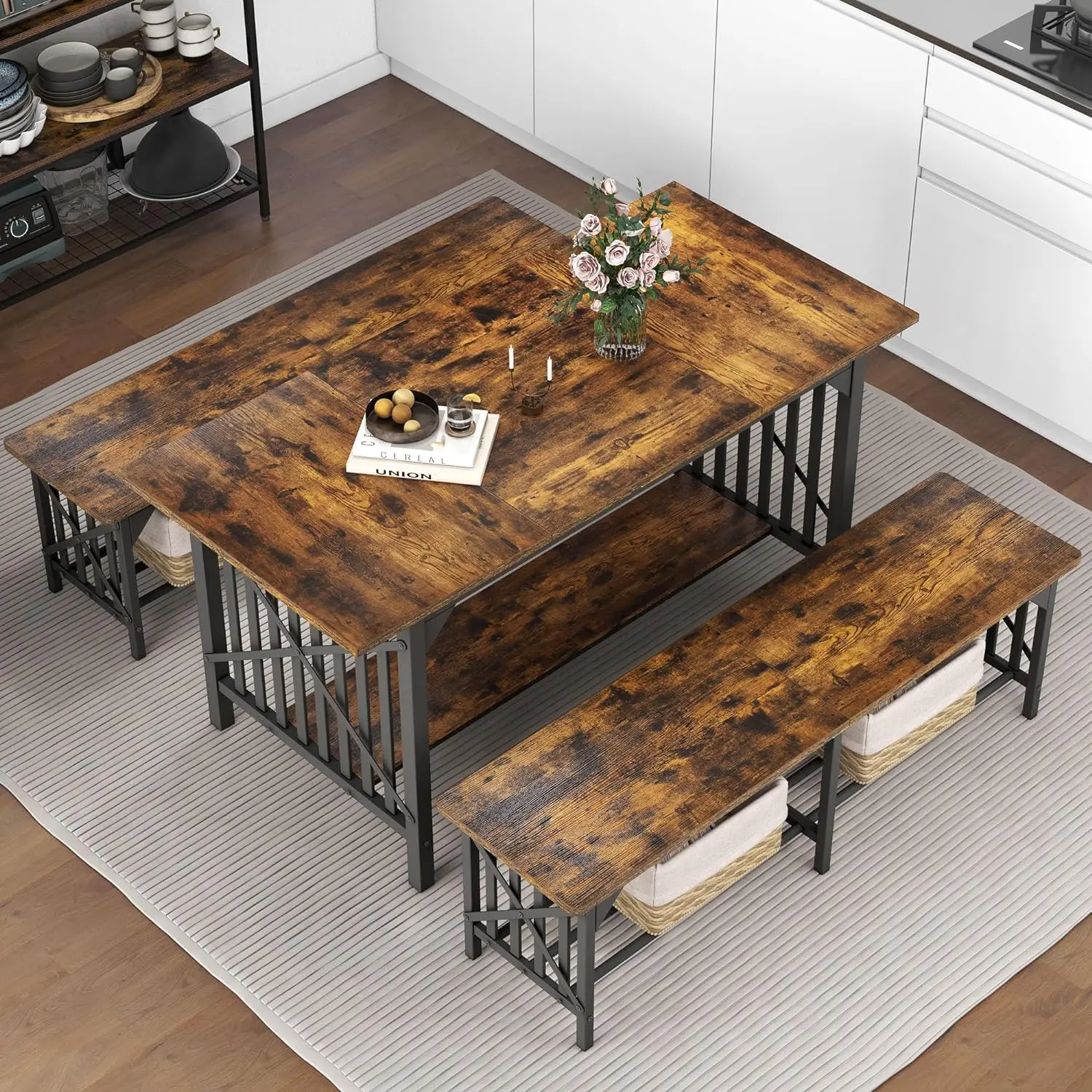 DWVO 3-Piece Dining Table Set for 4-6 People, 63\