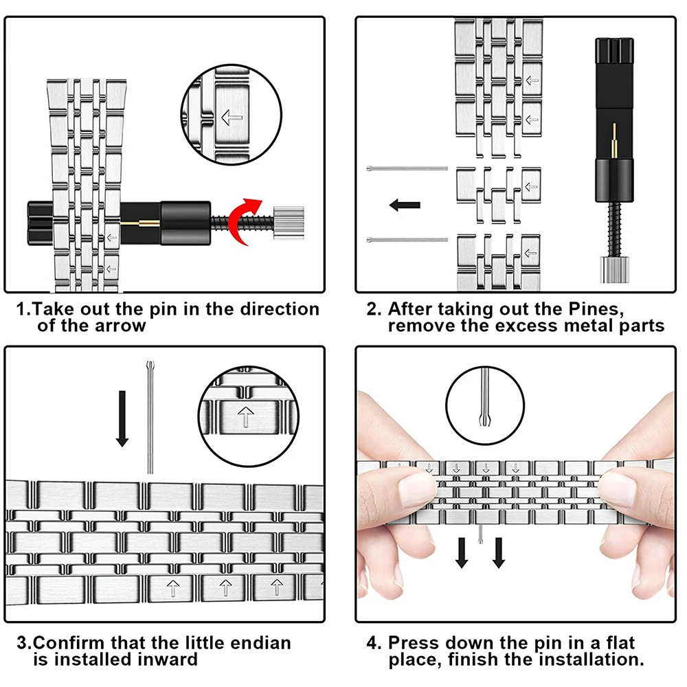 Sleek Adjustable Stainless Steel Metal Watch Strap