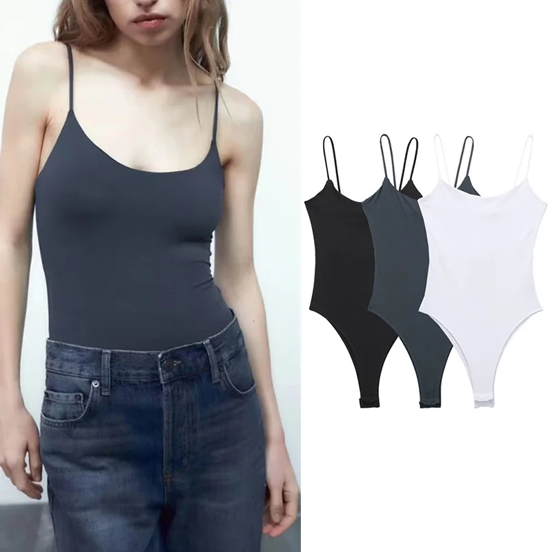 

Sexy Fashion Solid Jumpsuit Women Casual Street Sleeveless Backless Thin Straps Slim Playsuit Summer Female Sling Rompers 3Color