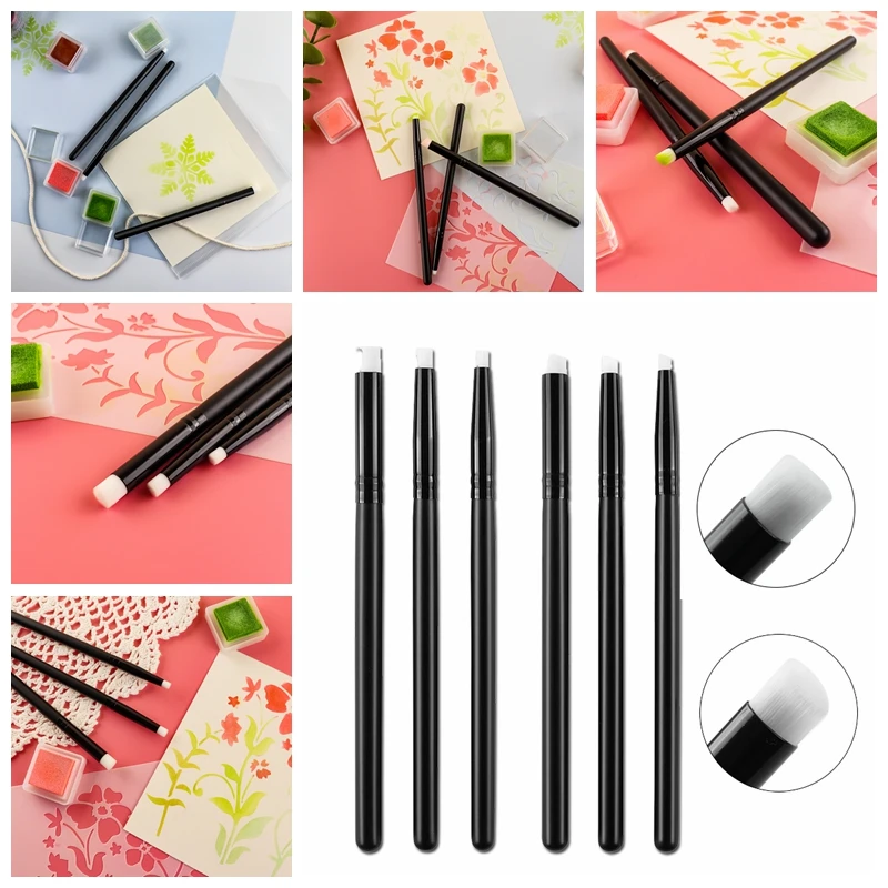 Detailed Blending Brushes Mini Flat/Angled Tip Painting Drawing Card Making Crafts Arts Blender Tools 3pcs/set