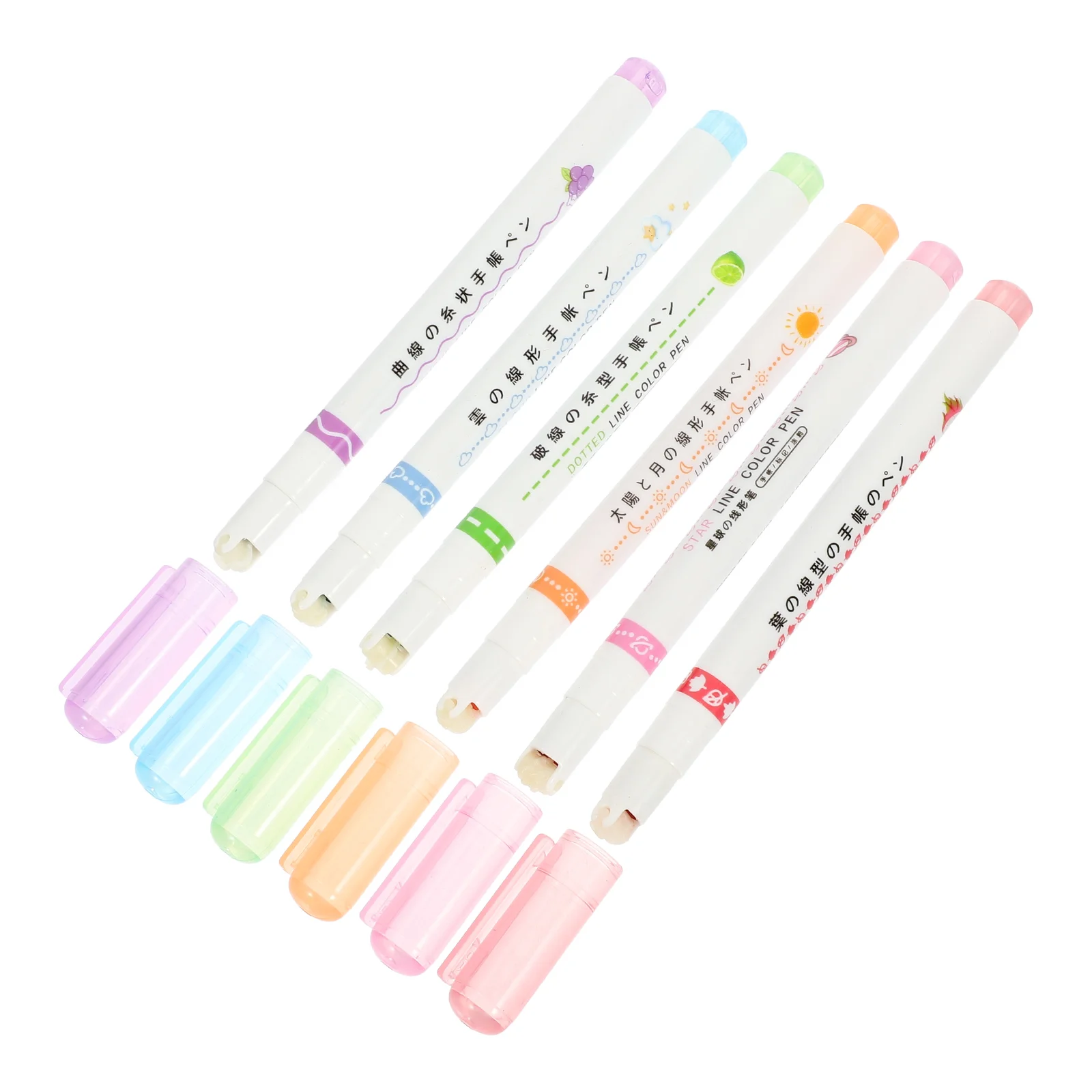커브 하이라이터 세트, 심미적 컬러 펜, 빠른 건조, 노트 마킹, 어린이, 6 개