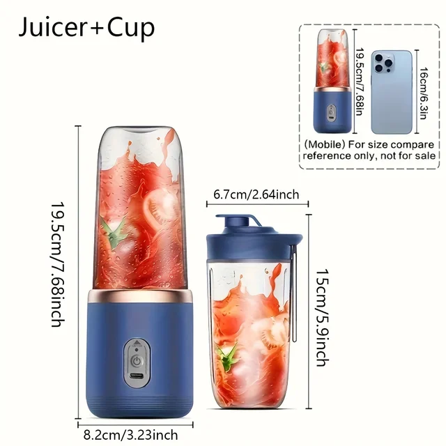 1pc Multifunctional juice blender with double cups and high-performance juice maker, suitable for milkshake and fresh juice. 6