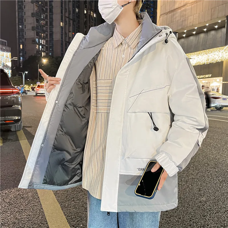 Fashion 2023 Autumn Winter Men's Long Thick Parka Youth Cotton-Padded Jacket Outdoor Streetwear Mid-Length Warm Windbreaker Coat