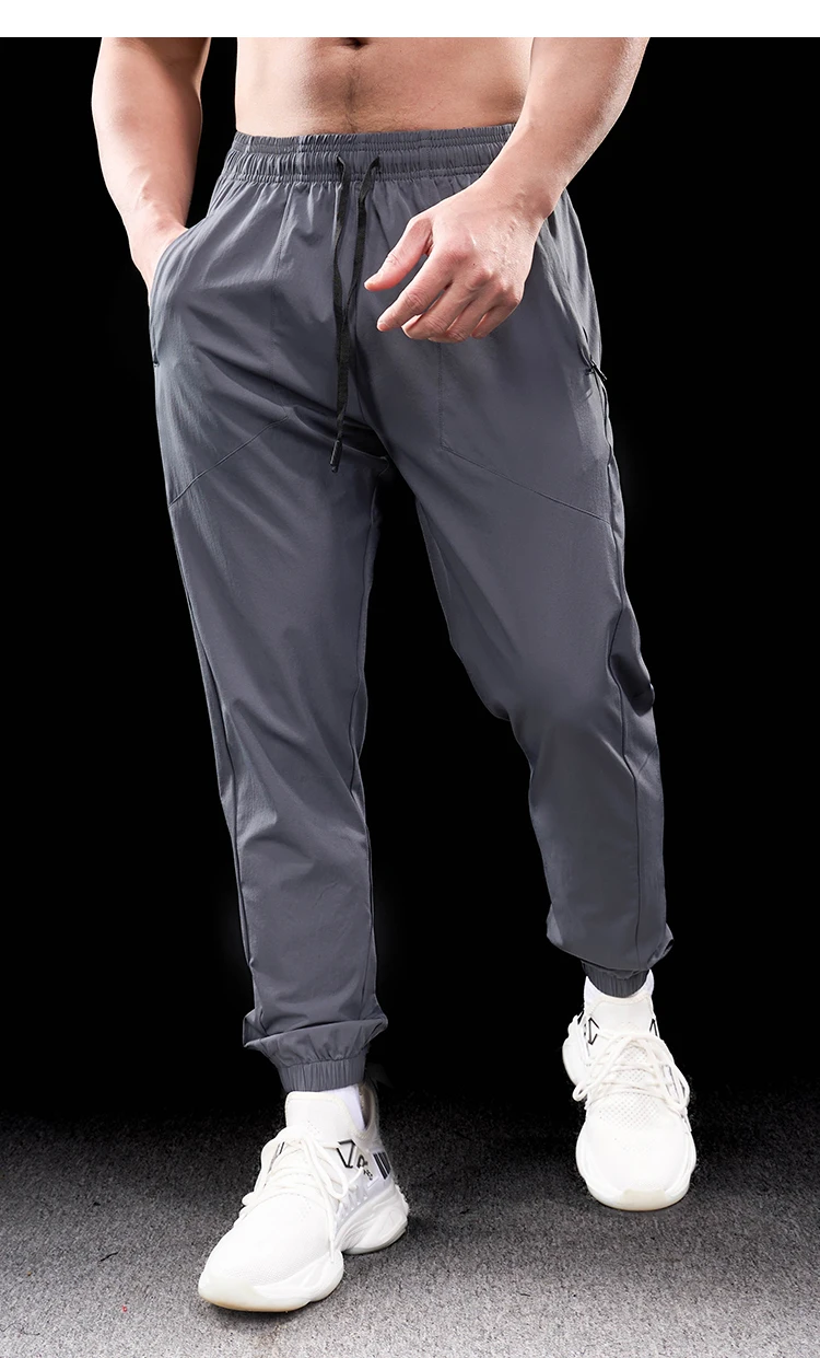 Men Running Trousers - Loose Fit Sports Fitness Pants With Elastic Waist Band