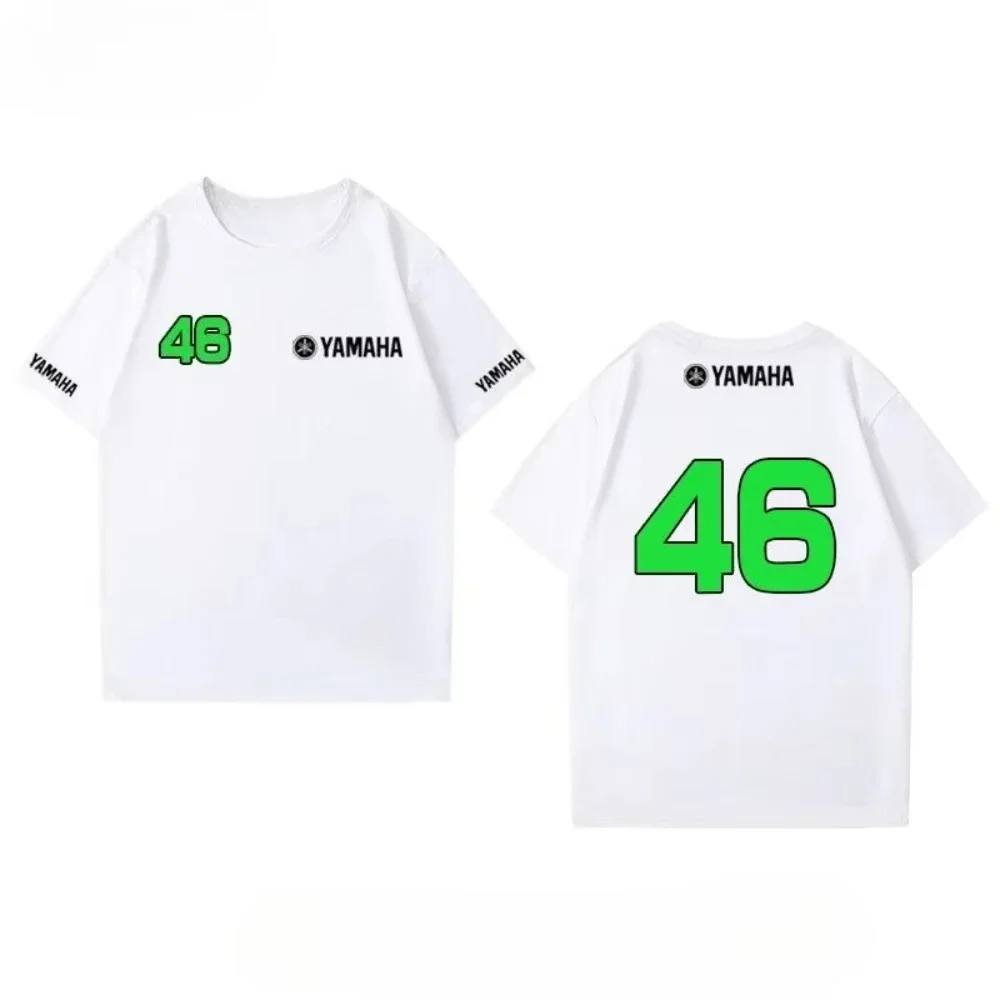 야마하 모토 46 앞뒤 프린트 반팔 티셔츠 여름 신상 남녀공용 플러스 사이즈 사이클링 루즈핏 캐주얼 탑