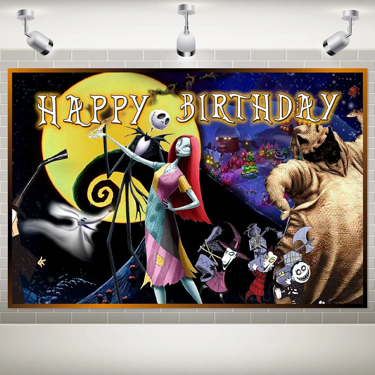 Pesadelo antes do natal halloween pano de fundo jack e sally crianças  meninos meninas festa de aniversário decoração foto fundo - AliExpress, image size:1500x1500