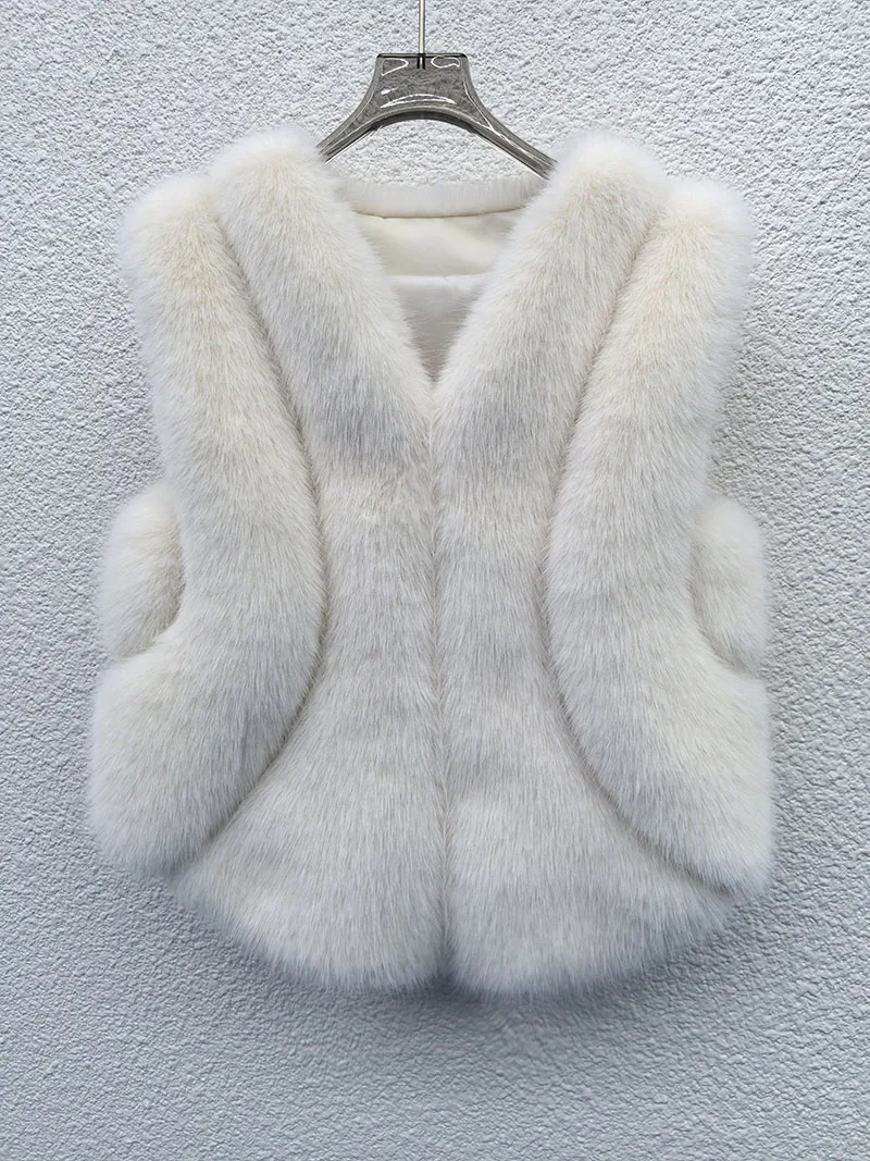Item Number 0120 Womens Vest New Female Waistcoat Faux Fox Fur Overcoat Winter Jackets  Thickened Warm Sleeveless Outwear Top
