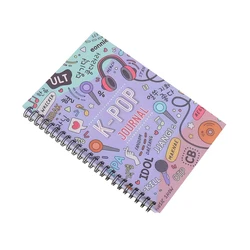 K - Pop Heart Design Spiral Notebook - Cute Pink & Black Journal with 100 Lined Pages, Perfect Gift for K - Pop Enthusiasts and Girls (Purple)