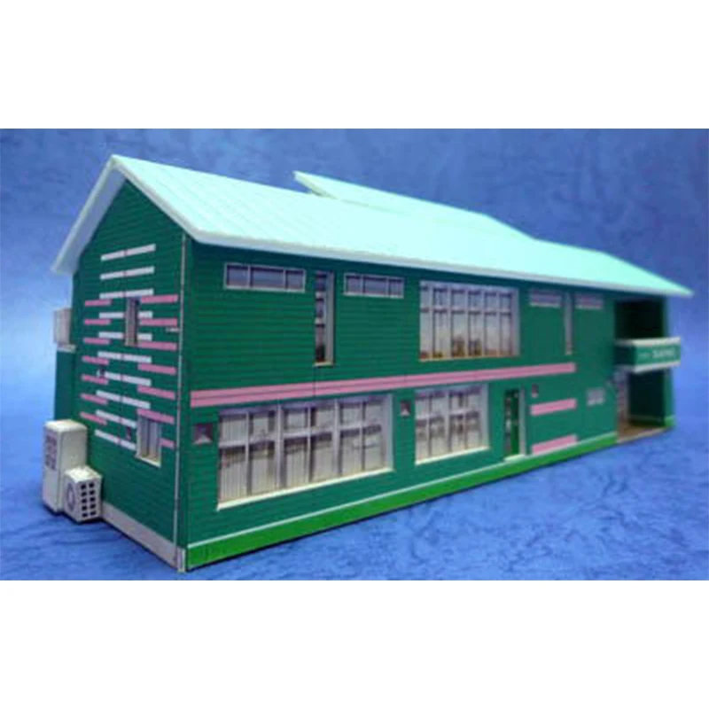 1:150 N-Scale Japanese Building Diorama 3D Paper Model Scene DIY Handmade Ornaments Ushii Hotel and Kindergarten